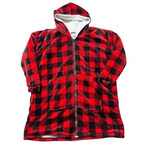 Weekending Womens One Size Oversize Sherpa Lined Flannel Zip Up Hoodie